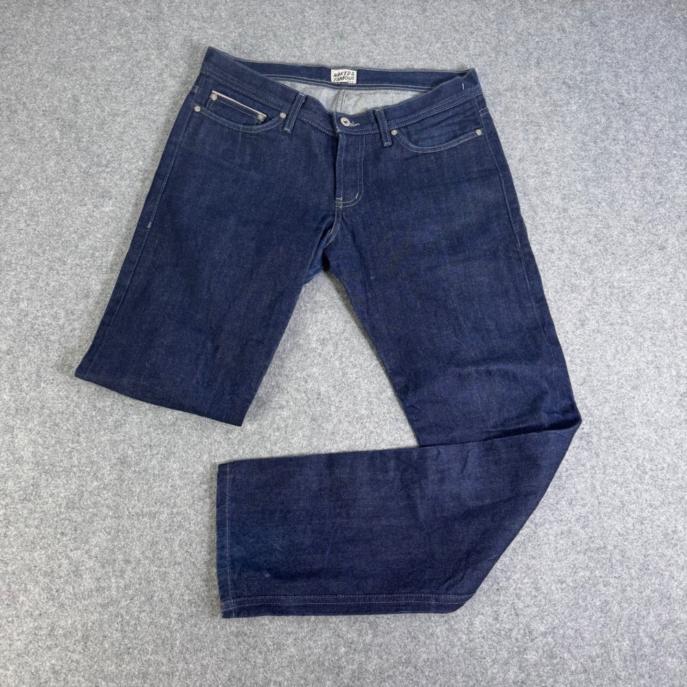 Naked & Famous Weird Guy Indigo Selvedge Jeans Mens 34 Blue Tapered 011083